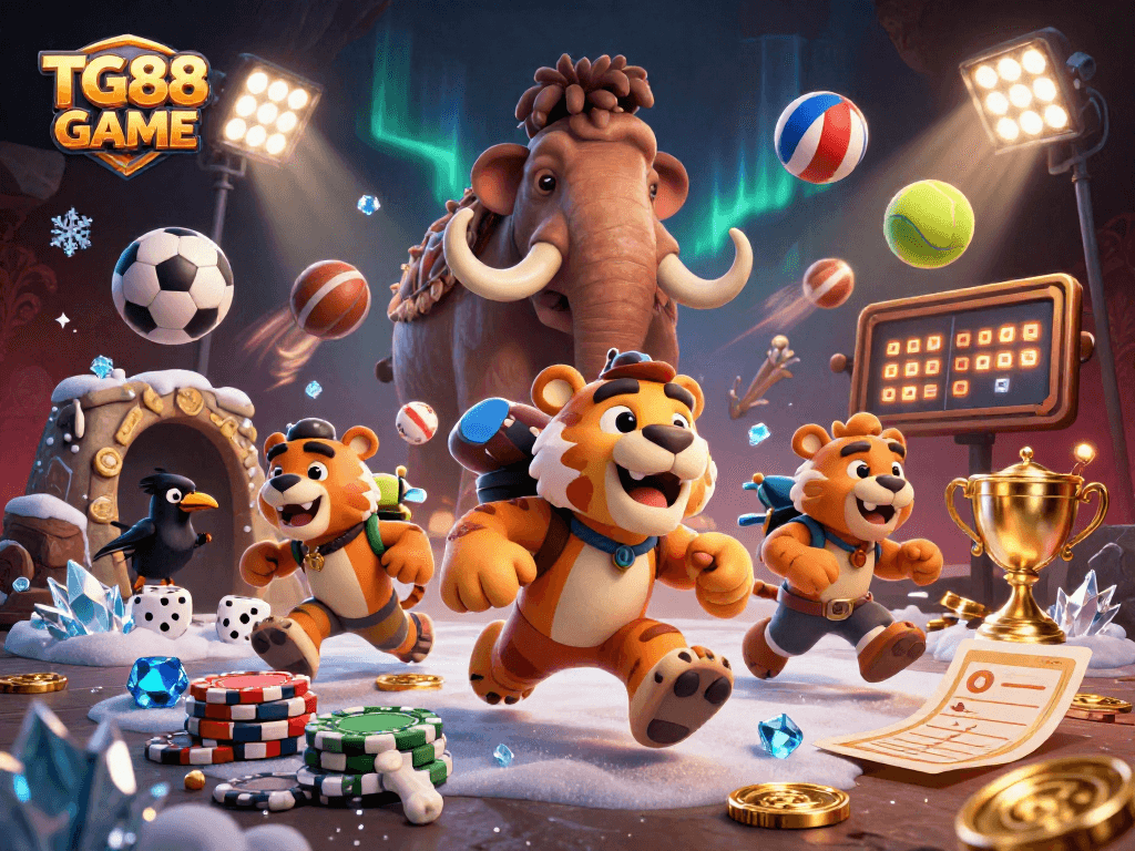 Engage with the exciting TG88 GAME with casino elements, vibrant characters, and dynamic sports features.