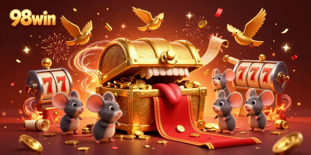 Engage in top 98win casino adventures with vibrant slot reels and treasure amid dynamic effects.