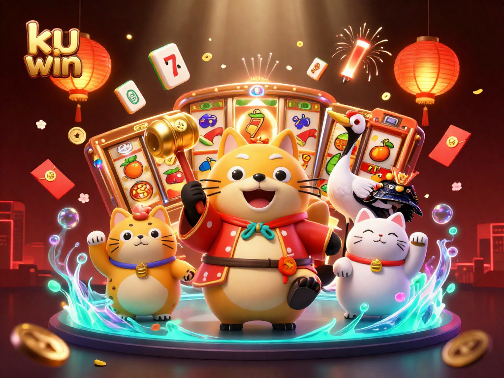 Engage with ku win and enjoy vibrant slot reels animated with charming tanuki characters.