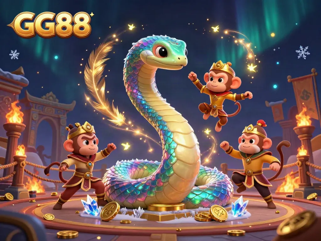 Win big at GG88 with an exciting 3D scene featuring colorful characters and dynamic casino elements.