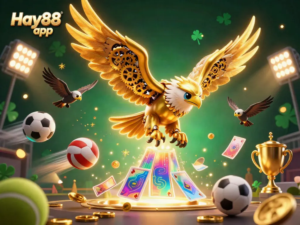 Engage in thrilling sports betting with the Hay88 app featuring a dynamic digital illustration.