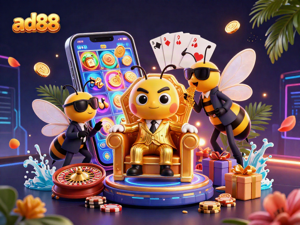 Engage with exciting ad88 slot game visuals featuring a buzzing bumblebee mob boss.