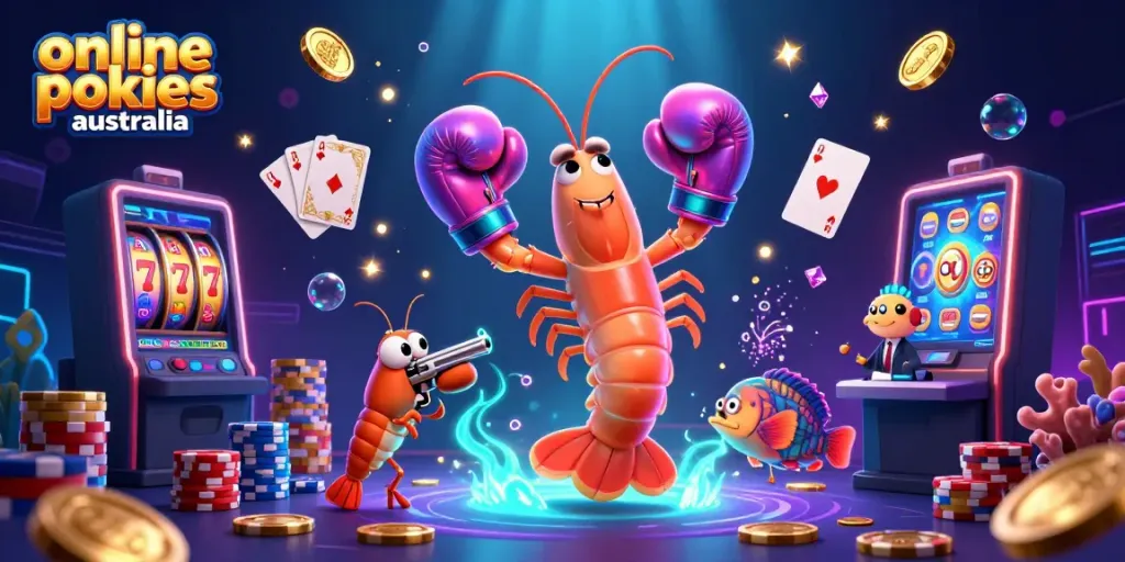 Engage with exciting online pokies Australia featuring vibrant characters and casino elements.