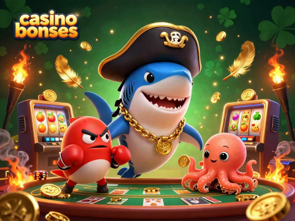 Engage with exciting casino bonuses featuring a pirate shark, a pufferfish, and an octopus.