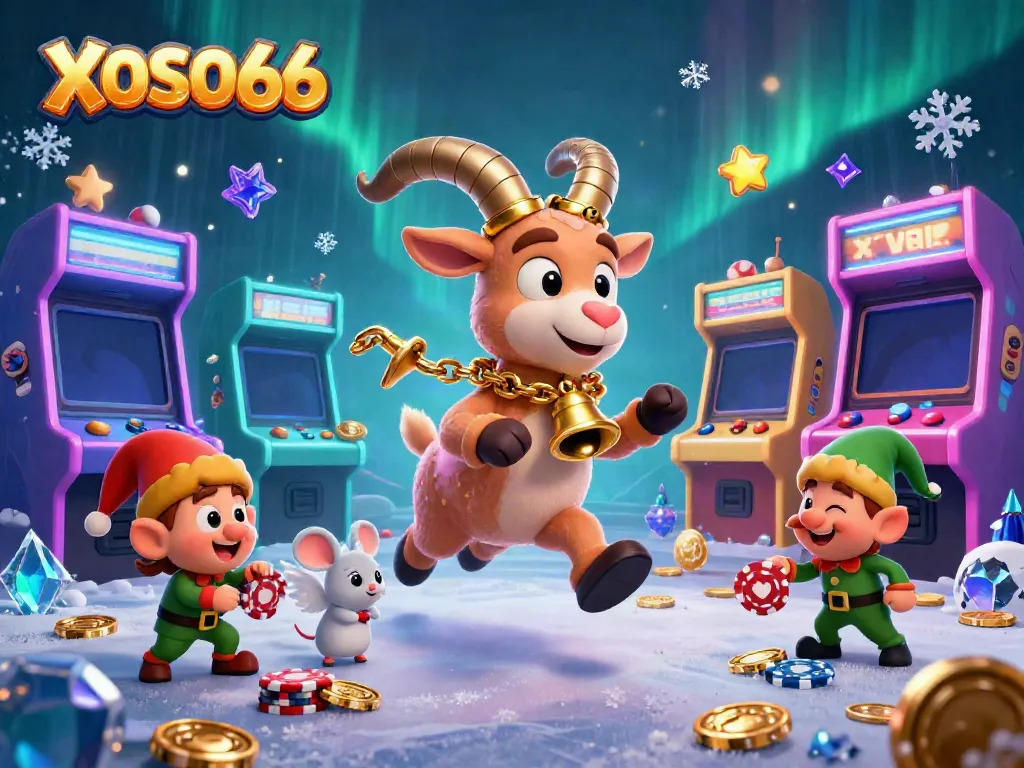 Bet on XOSO66's thrilling games and enjoy a festive holiday horror atmosphere in this vibrant illustration.